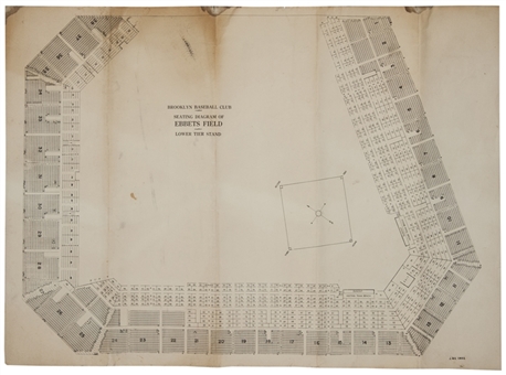 Circa 1952 Ebbets Field Seating Diagram